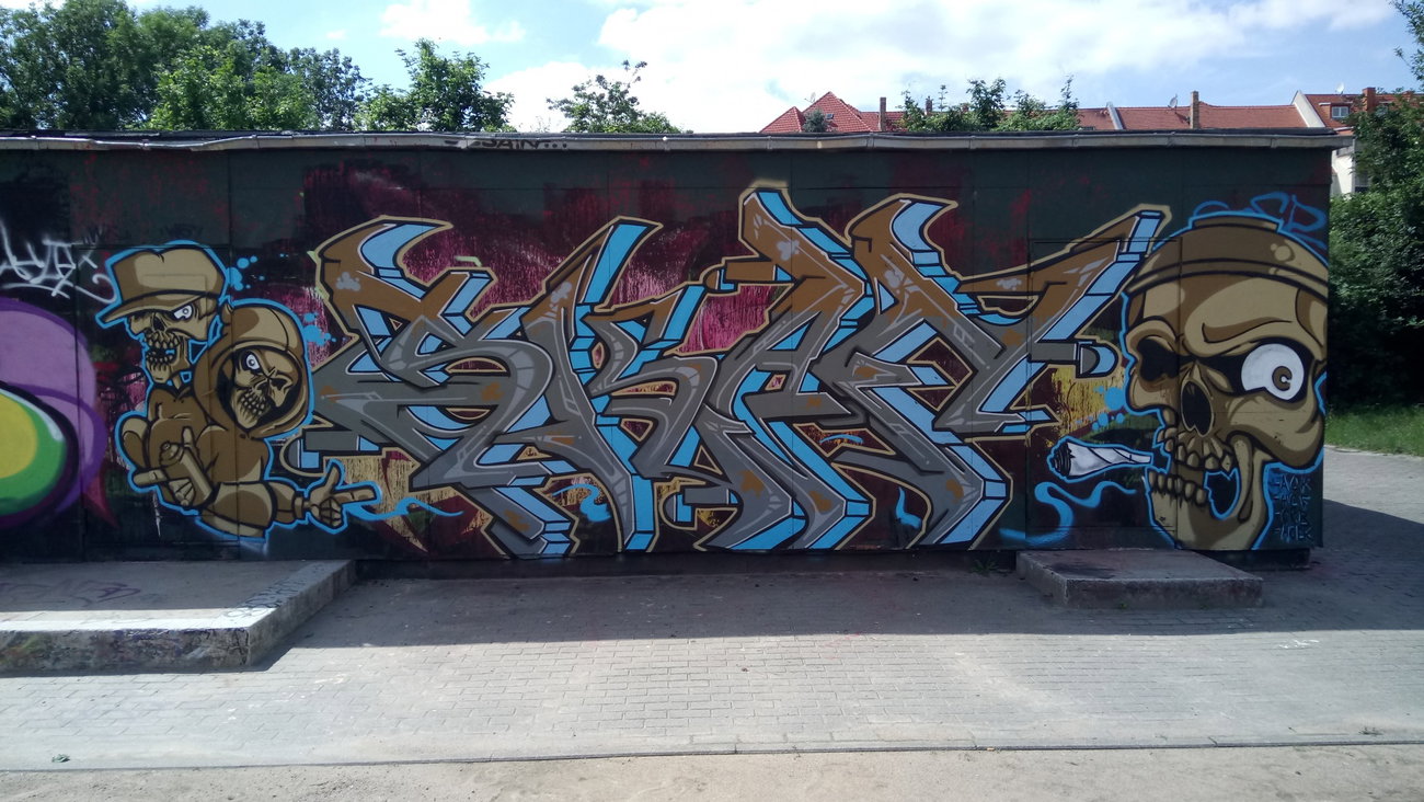 Graffiti Wall in Leipzig - Photo by Skafone - Skaf, fatman44, onb (2017)