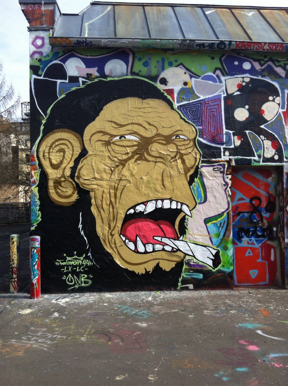Graffiti Wall in Leipzig - Photo by Skafone - Onb, lc, fatman44 (2017)