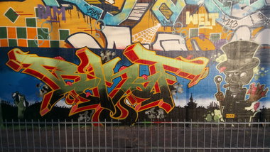 Graffiti Wall in Leipzig - Photo by Skafone - Skaf, fatman44, onb (2017)
