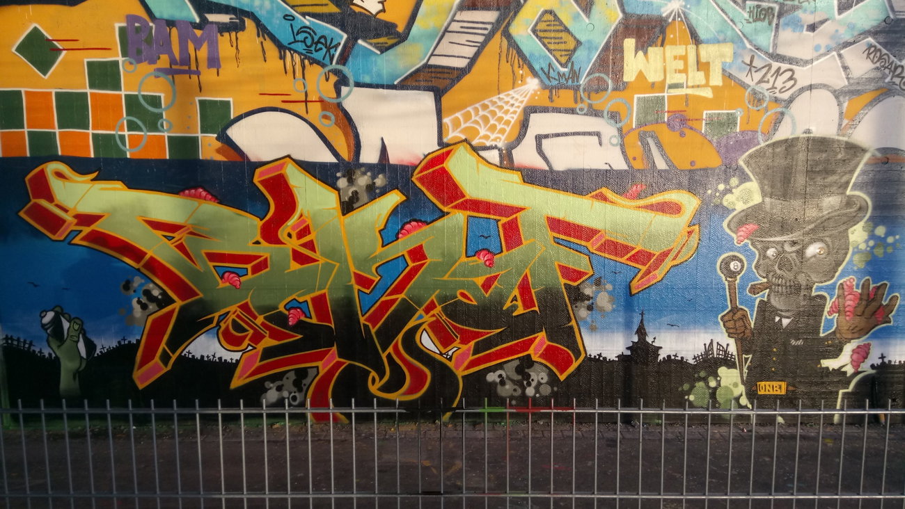 Graffiti Wall in Leipzig - Photo by Skafone - Skaf, fatman44, onb (2017)