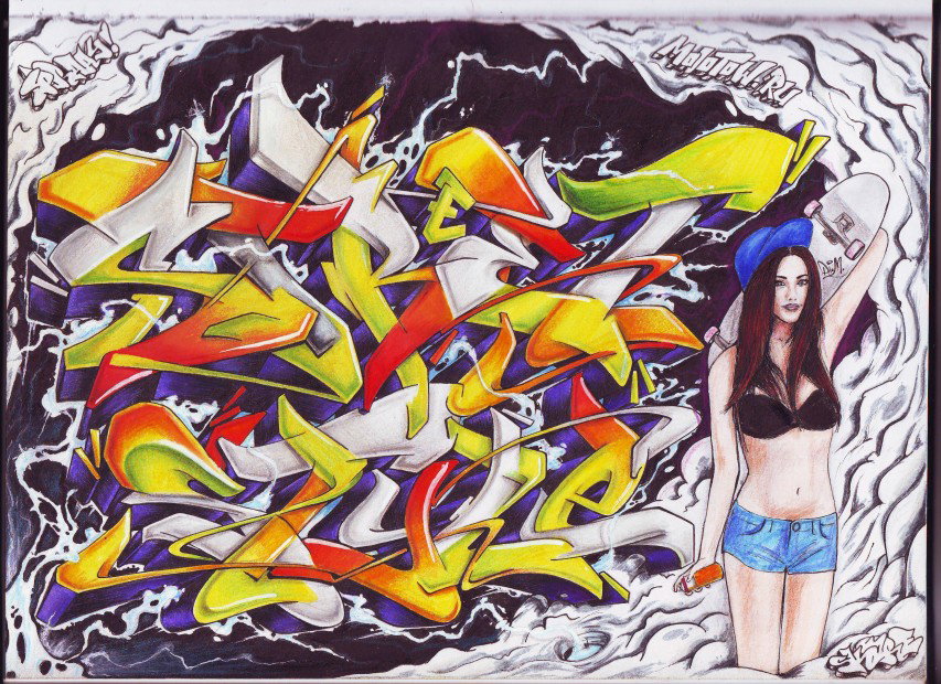 Graffiti Sketch in Ukraine - Photo by Skare - Skare, sketch, girl