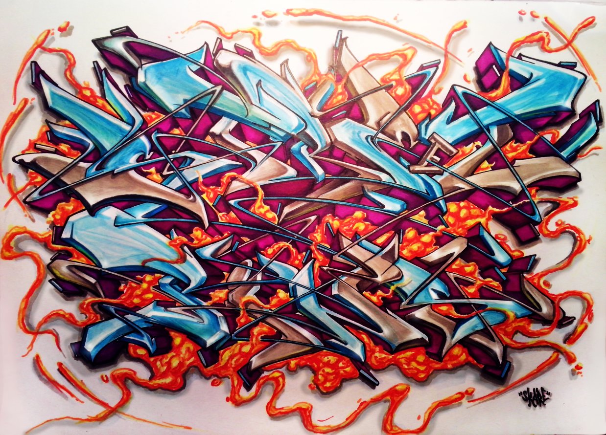 Graffiti Sketch in Warsaw - Photo by Skare - Skare, Streetpins, Sketch (2013)