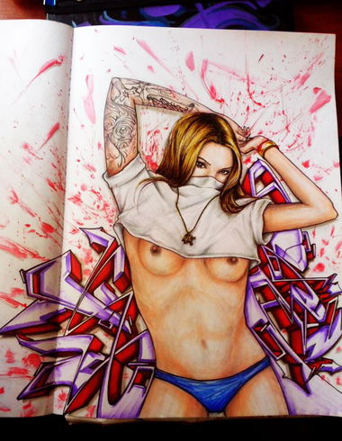 Graffiti Sketch in Warsaw - Photo by Skare - Skare, girl, character (2014)