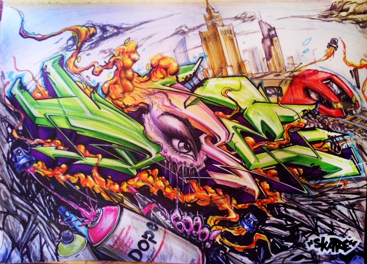 Graffiti Sketch in Warsaw - Photo by Skare - Battle, Dope, Cans (2014)