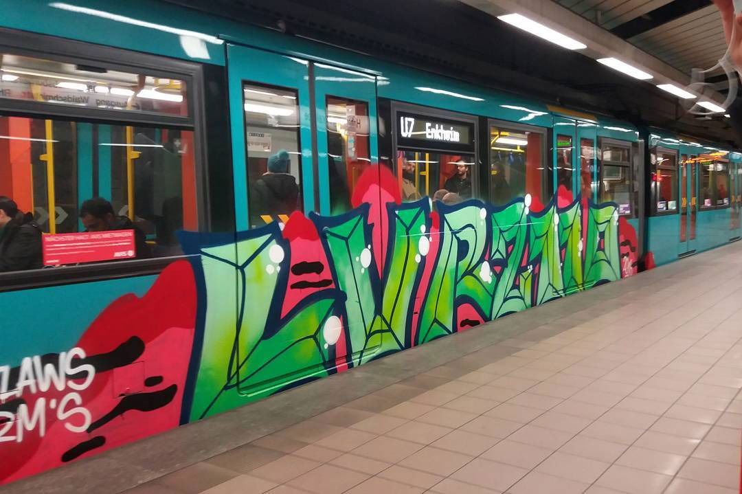 Graffiti Train - Photo by Skirmos - Frankfurt, subway, 2016 (2016)