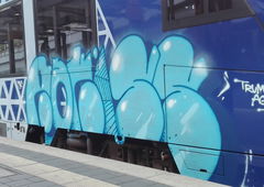 Graffiti Train - Photo by Skirmos - Rakis, vlexx, Blue (2016)