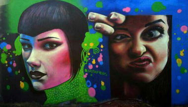 Graffiti Wall in Kalamata - Photo by Skitsofrenis - iridescent, ladies, skitsofrenis