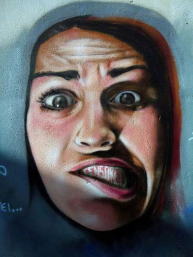 Graffiti Wall in Kalamata - Photo by Skitsofrenis - censored, girl, photorealistic