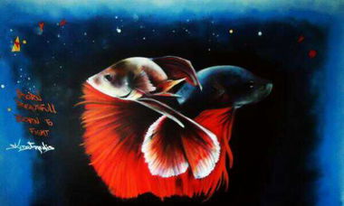 Graffiti Wall in Kalamata - Photo by Skitsofrenis - fish, underwater, gladiator