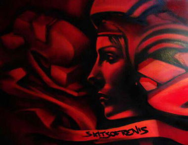 Graffiti Wall in Kalamata - Photo by Skitsofrenis - red, girl (2013)