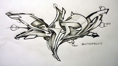 Graffiti Sketch in Kalamata - Photo by Skitsofrenis - paper, scetch, outline (2010)