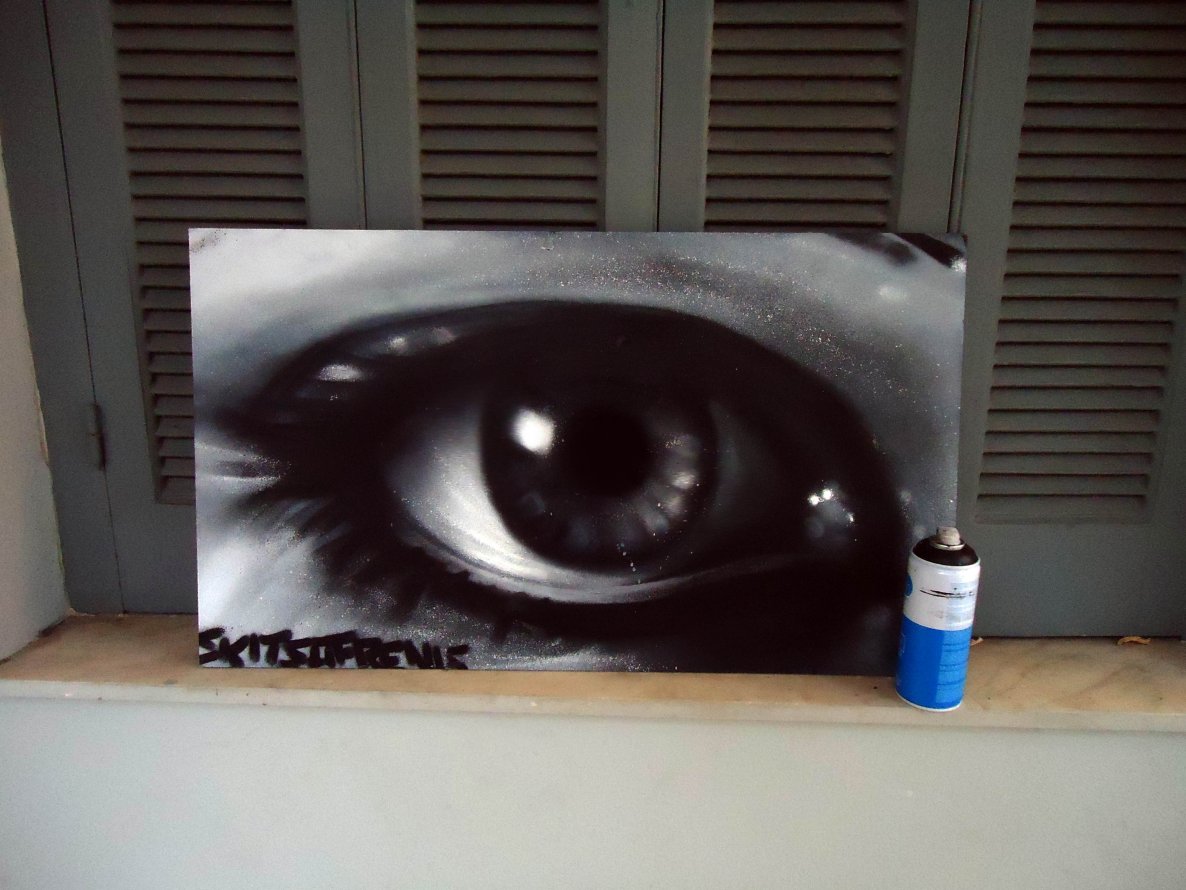 Graffiti Artwork - Photo by Skitsofrenis - eye, realistic, canvas (2013)