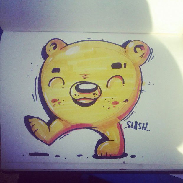 Graffiti Sketch in Moscow - Photo by Slash - sketch, bears, walk (2013)