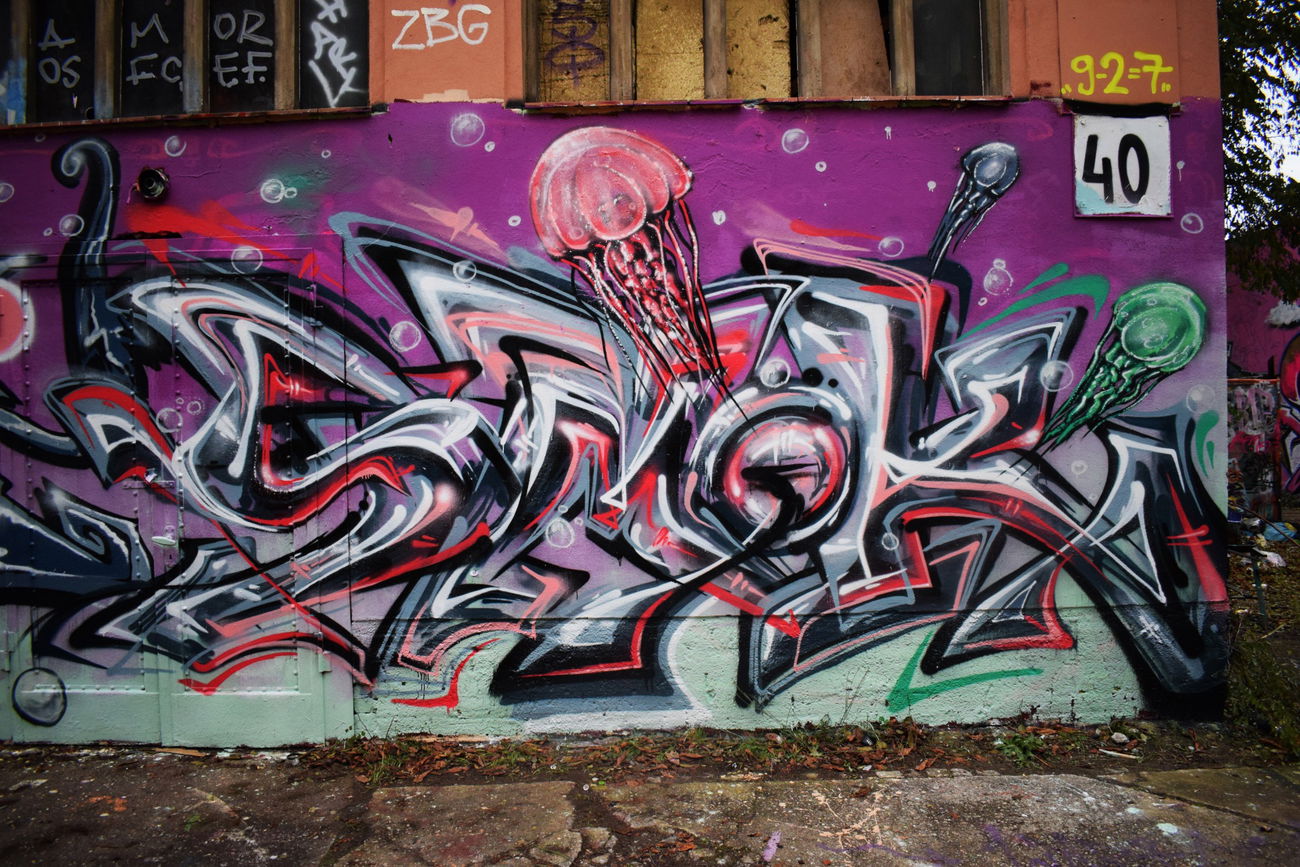 Graffiti Wall in Dresden - Photo by Smok - smok, jellyfish (2016)