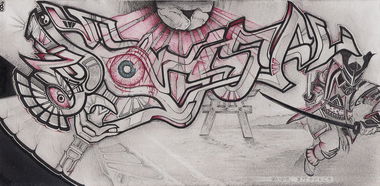 Graffiti Sketch in Wroclaw - Photo by Socjalo - samurai, ninja, japan (2013)