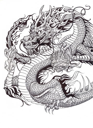 Graffiti in Wrocław - Photo by Socjalo - dragon, japan, sketch (2018)