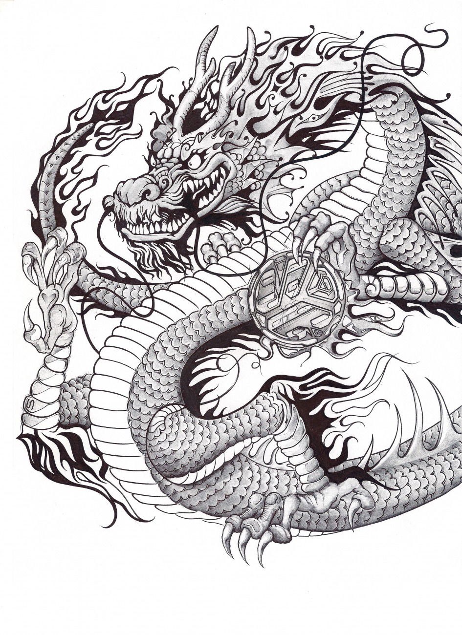 Graffiti in Wrocław - Photo by Socjalo - dragon, japan, sketch (2018)