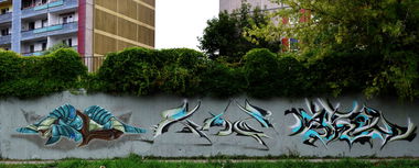 Graffiti Wall in Frankfurt (oder) - Photo by Spaer - SOLD, NOC, SPIN (2016)