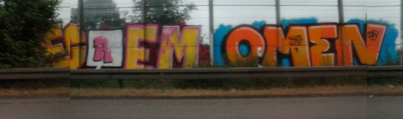 Graffiti Bombing in Köln - Photo by Spie23 - ecrem, 354, omen