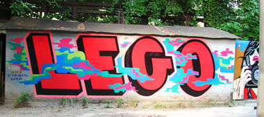 Graffiti Wall in Lviv - Photo by Stencilman - stencilman, &, lego (2014)