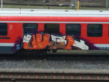 Graffiti Train in Lübeck - Photo by Suio - LA'S, train, Lübeck (2014)