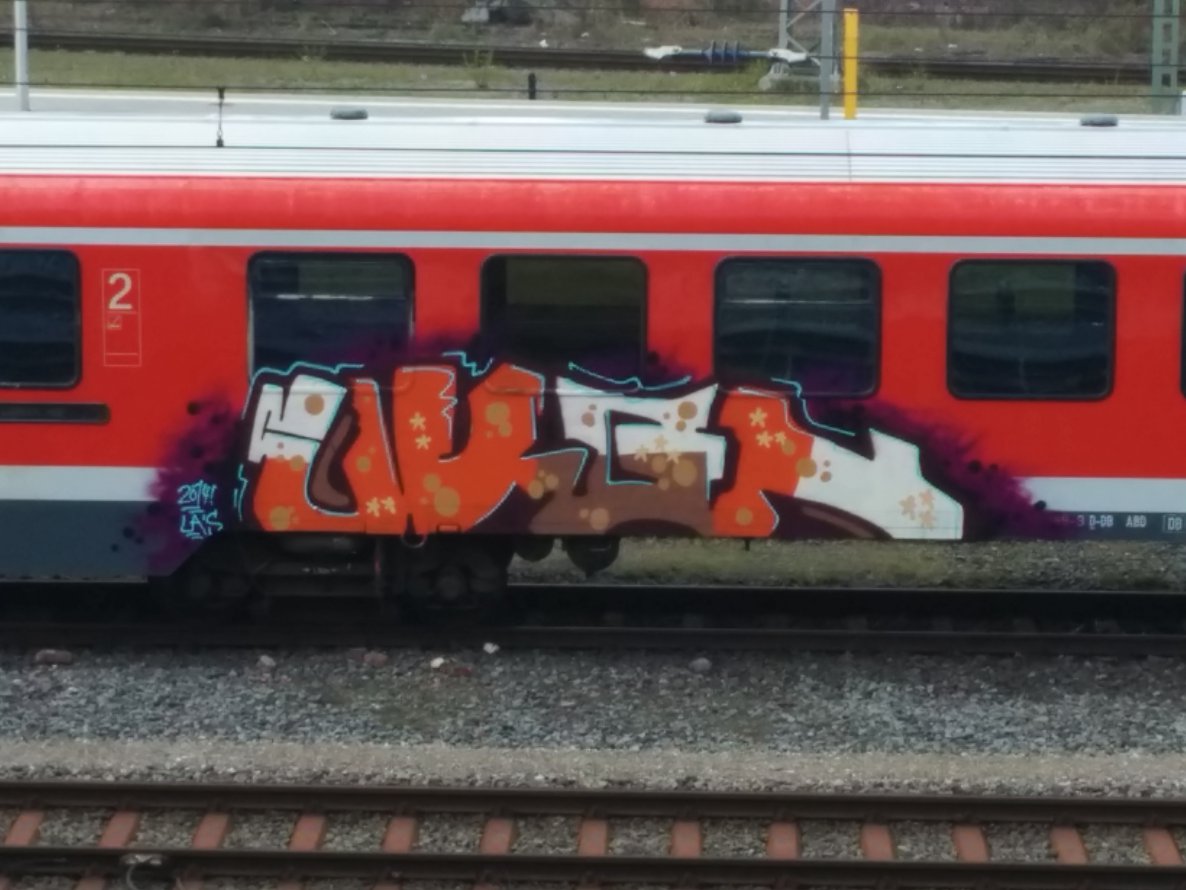 Graffiti Train in Lübeck - Photo by Suio - LA'S, train, Lübeck (2014)