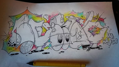 Graffiti Sketch in Essen - Photo by Sunshine - serg, graffiti, essen (2018)