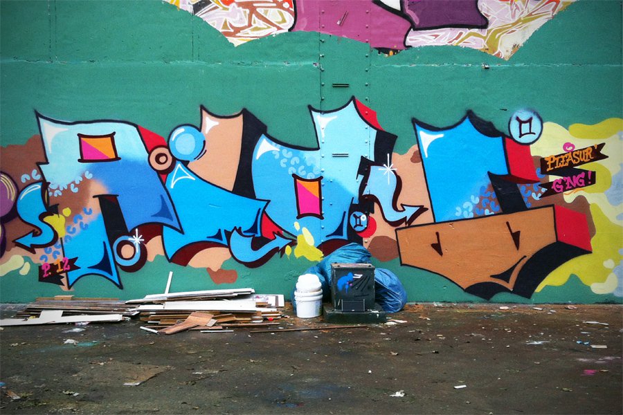 Graffiti Wall - Photo by THE_PLEASURE_GANG - düsseldorf, ALDI, pleasuregang (2012)