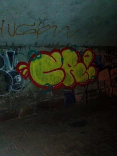 Graffiti Bombing in Mülheim - Photo by TagHagel - CR, CRS, Rink (2014)
