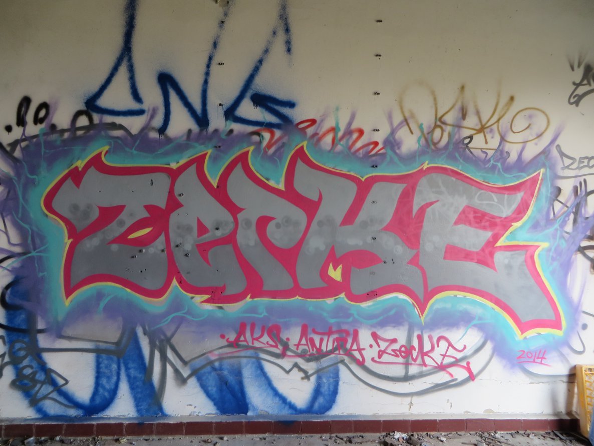 Graffiti Wall in Stralsund - Photo by Tique - zecke, aks, antifa (2014)