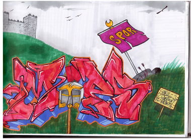 Graffiti Sketch in Sankt Peter-Ording - Photo by TobiTobsenMOPS - graffiti, tobitobsen, mops