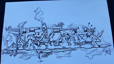 Graffiti Sketch in Deutschland - Photo by TrompeterPeter - Sioux;, Indianer;, 54;