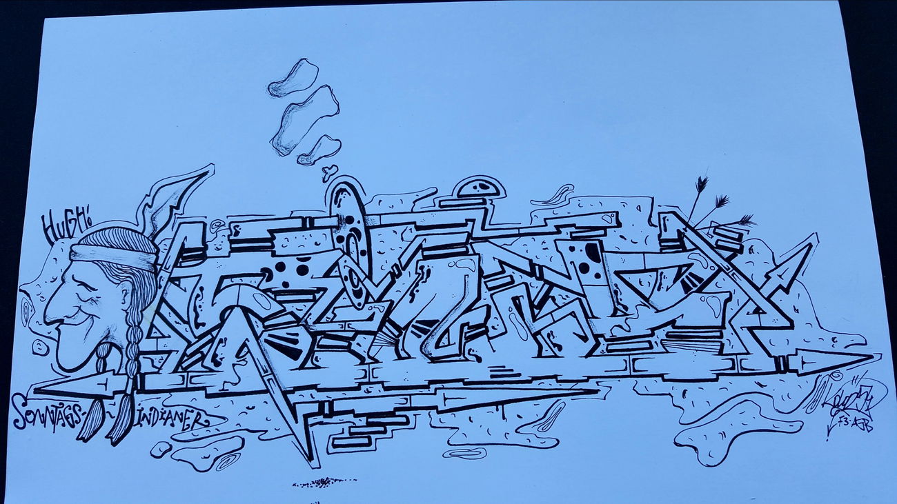 Graffiti Sketch in Deutschland - Photo by TrompeterPeter - Sioux;, Indianer;, 54;