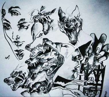 Graffiti Sketch - Photo by Tsavo - wolf, psychedelic, alice