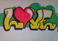 Graffiti Sketch in 2nd Municipal Community of Thessaloniki - Photo by Tsk - love (2015)