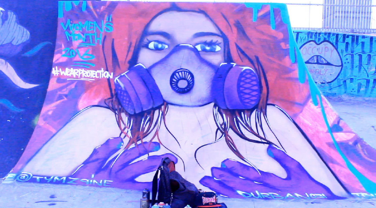 Graffiti Wall in North beach durban - Photo by Tymz9ine - Streetart, Woman, Graffiti (2016)