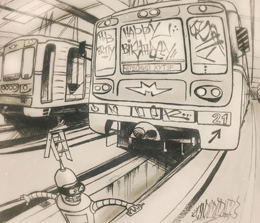 Graffiti Sketch - Photo by Under - bender, subway, betty (2013)