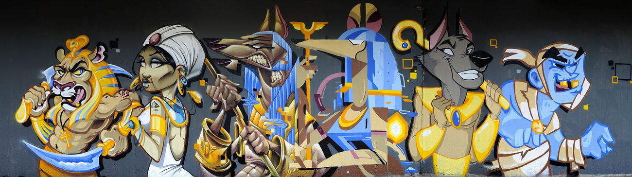 Graffiti Wall in Wiesbaden - Photo by Unicats - ogryz, hombre, ing&clog (2015)