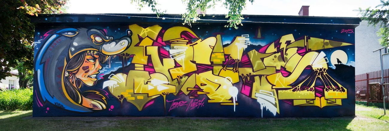 Graffiti Wall in Piaseczno - Photo by Unicats - unicats, tempz, nesh63 (2015)