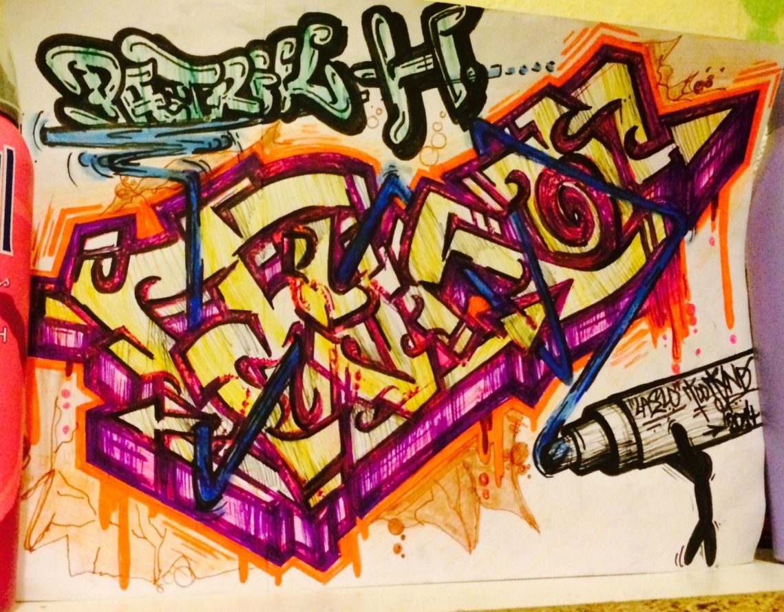 Graffiti Sketch in Berlin - Photo by User28 - Tyno, QUK, laslo (2014)