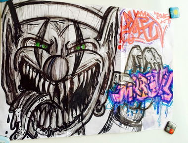 Graffiti Sketch in Berlin - Photo by User28 - Pioh, mrb, quk (2015)