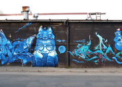 Graffiti Wall in Leszno - Photo by VielOne - graffiti, blue, szczecin (2016)