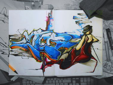 Graffiti Sketch in BREMEN - Photo by Vilsaa - blackbook, doublepage, sketch