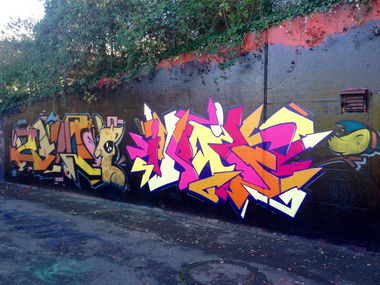 Graffiti Wall in Basel - Photo by Vinc13 - Zem, LCS, FYA (2014)