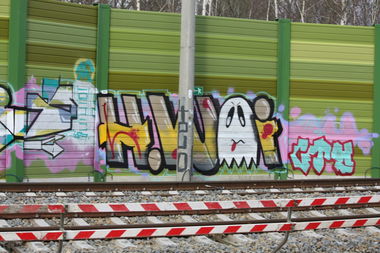 Graffiti Bombing in Leipzig - Photo by VincentVega - hwai, psm, ikea (2013)
