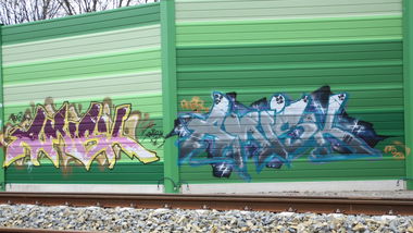 Graffiti Wall in Leipzig - Photo by VincentVega - Amisk, PEG, SL