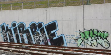 Graffiti Bombing in Leipzig - Photo by VincentVega - Kirbie, tca, rcs (2012)