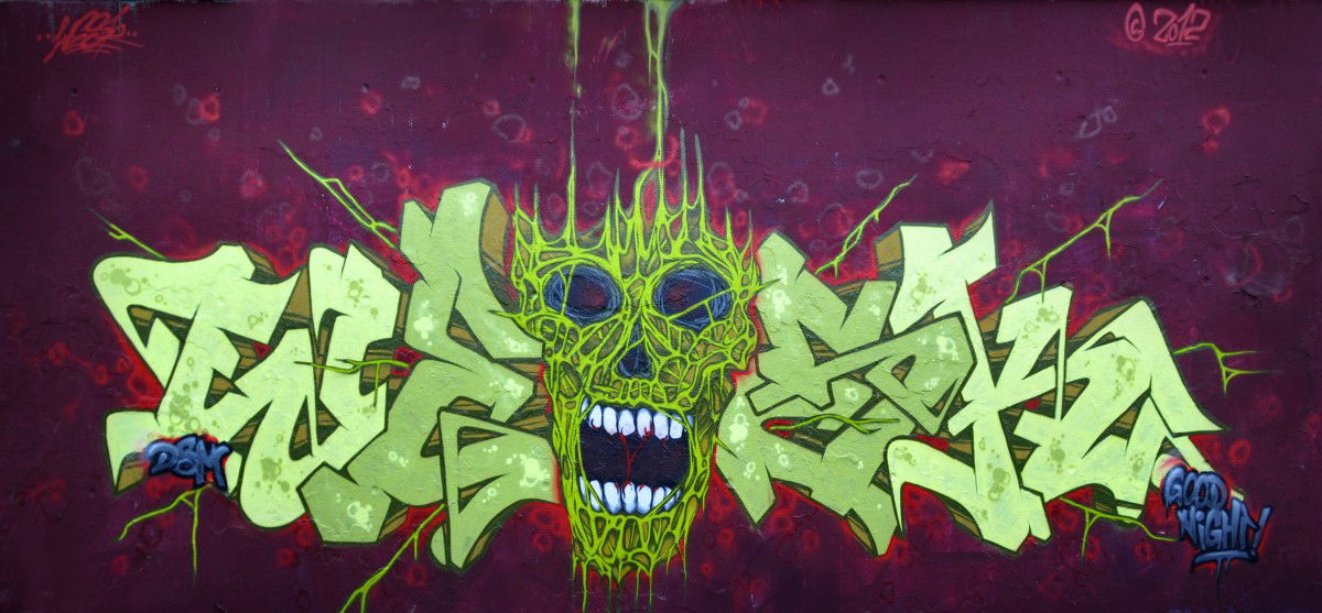 Graffiti Wall in Augsburg - Photo by WESK17 - Wesk, Skull, DSM