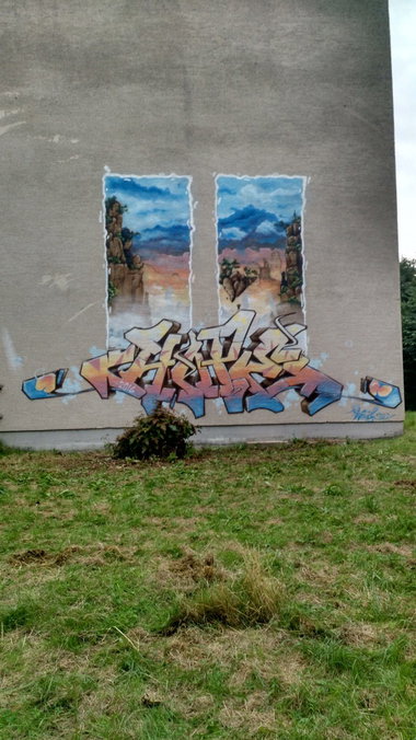 Graffiti Wall in Donauwörth - Photo by WESK17 - Hope, Refugeeswellcome, dreamland (2016)