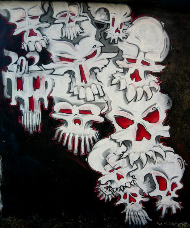 Graffiti Wall in Popovo - Photo by WILK - skull, wilk, bulgaria (2013)